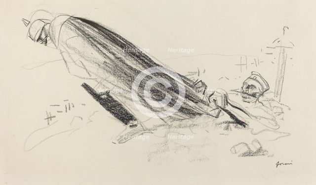 Ceux de la première heure. "Sire! où en somme-nous de "la guerre fraîche..."? ...", c. 1914/1919. Creator: Jean Louis Forain.