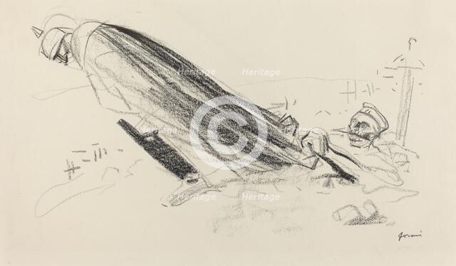 Ceux de la première heure. "Sire! où en somme-nous de "la guerre fraîche..."? ...", c. 1914/1919. Creator: Jean Louis Forain.