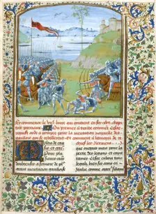 Ceasar and Pompey fighting the Gauls (Book 7), 1473-1476. Creator: Master of the London Wavrin