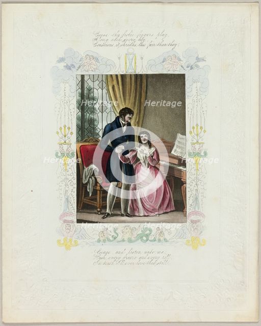 Cease Thy Frolic Fingers Play (valentine), c. 1840. Creator: Unknown.
