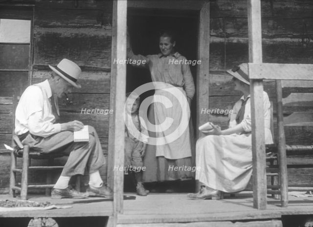 Cecil Sharp, Maud Karpeles, and Lucindy (Mrs Doc) Pratt, Kentucky, USA, 1916-1918. Artist: Unknown