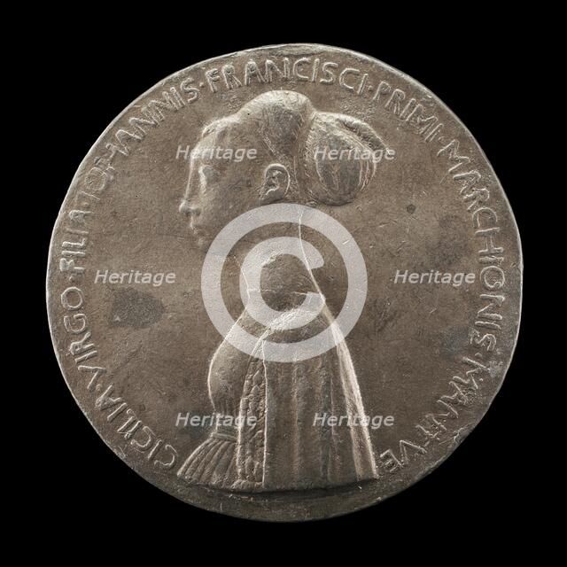 Cecilia Gonzaga, 1426-1451, daughter of Gianfrancesco I [obverse], 1447. Creator: Pisanello.
