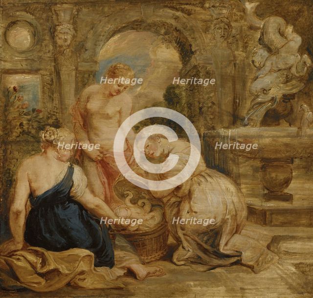 Cecrops' Daughters Finding Erichtonius. Sketch. Creator: Peter Paul Rubens.