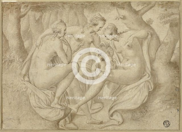 Cecrops' Daughters Uncover Erichthonius (recto); A Battle Scene (verso), 1577/78 (recto). Creator: Anthonie van Montfoort Blocklandt.