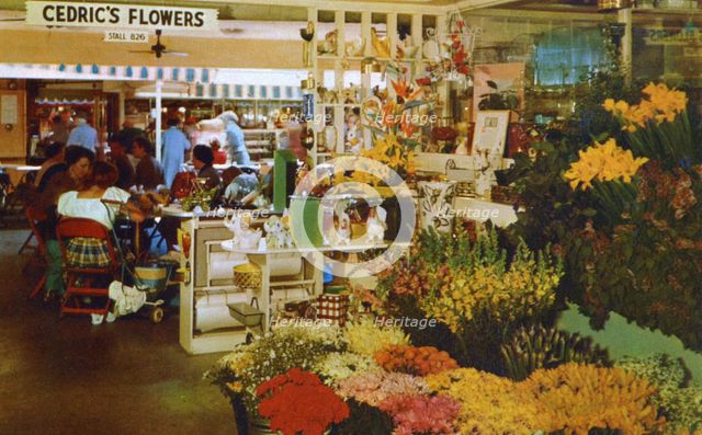 Cedric's Flowers, stall in the original farmers' market, Hollywood, California, USA, 1953. Artist: Unknown
