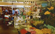 Cedric's Flowers, stall in the original farmers market, Hollywood, California, USA, 1953