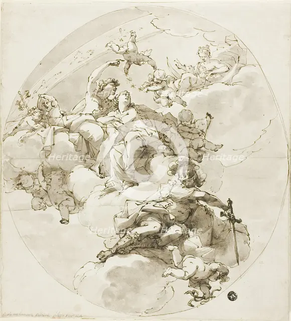 Ceiling with Bacchus, Ariadne, Diana and Minerva, 1795/1800. Creators: Filippo Pedrini, Ubaldo Gandolfi.