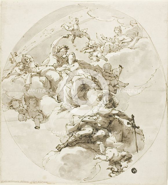 Ceiling with Bacchus, Ariadne, Diana and Minerva, 1795/1800. Creators: Filippo Pedrini, Ubaldo Gandolfi.