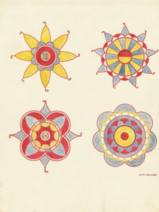Ceiling Decoration, Detail of (From a Restoration), c. 1940. Creator: Randolph F Miller