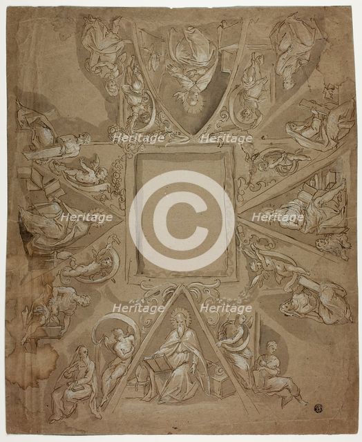 Ceiling Decoration with Four Fathers of the Church, Sibyls and Prophets, n.d. Creator: Unknown.