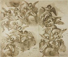 Ceiling Design: Angels (recto); Sketches of Angels (verso), n.d. Creator: Giuseppe Nicola Nasini