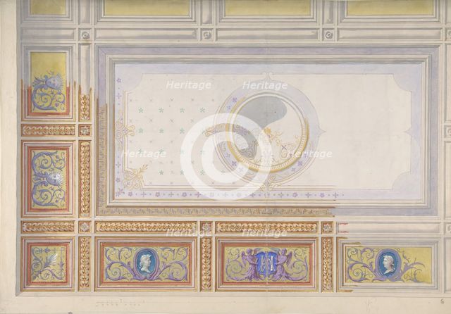 Ceiling Design for Bedroom of Duchesse de Newcastle, Hôtel of Madame Hope, ca. 1867. Creators: Jules-Edmond-Charles Lachaise, Eugène-Pierre Gourdet.