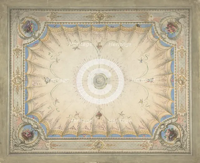 Ceiling Design for the Boudoir, Ardgowan, ca. 1868. Creator: Attributed to J. S. Pearse.