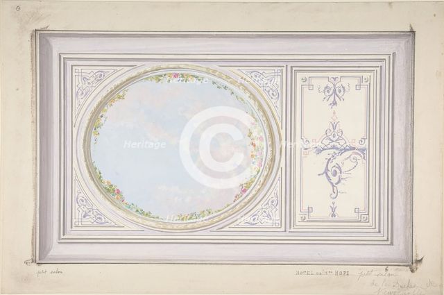 Ceiling Design for the "Petit Salon" of the Duchess of Newcastle, Hôtel Hope, ca. 1867. Creators: Jules-Edmond-Charles Lachaise, Eugène-Pierre Gourdet.
