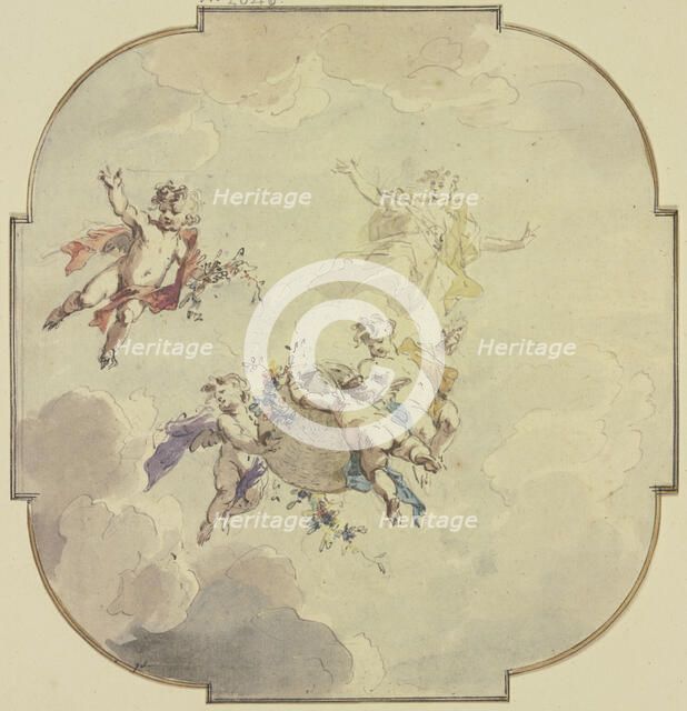 Ceiling design: Flora and putti, 1726. Creator: Jacob de Wit.