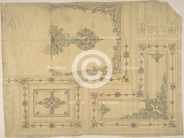 Ceiling Design in Moorish Style for the de la Rochejaquelein Family, second half 19th century. Creators: Jules-Edmond-Charles Lachaise, Eugène-Pierre Gourdet.