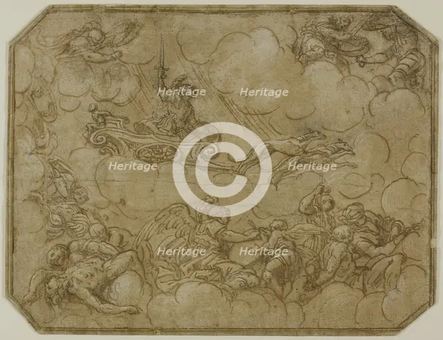 Ceiling Design with Mars Driving His Chariot, 1565/69. Creator: Lattanzio Gambara.
