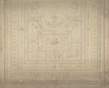 Ceiling Design with Nymph on Dolphin, 19th century. Creator: Anon