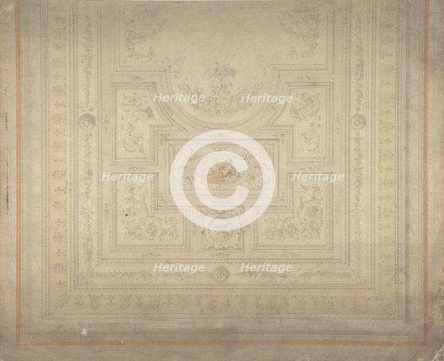 Ceiling Design with Nymph on Dolphin, 19th century. Creator: Anon.