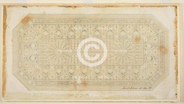 Ceiling Design with Peacock Motif, 1876. Creator: Louis Sullivan.