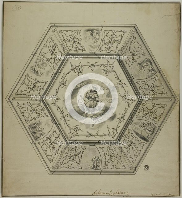 Ceiling Design with Saint Anthony of Padua Surrounded by Episodes from his Life and..., n.d. Creator: Unknown.