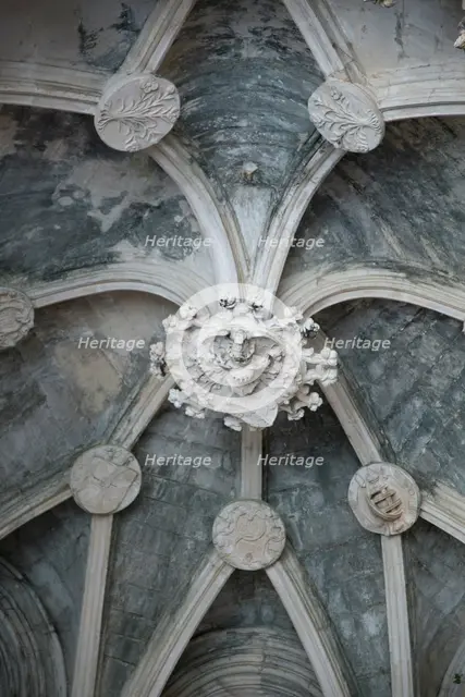 Ceiling detail, Unfinished Chapels, Monastery of Batalha, Batalha, Portugal, 2009. Creator: Samuel Magal.