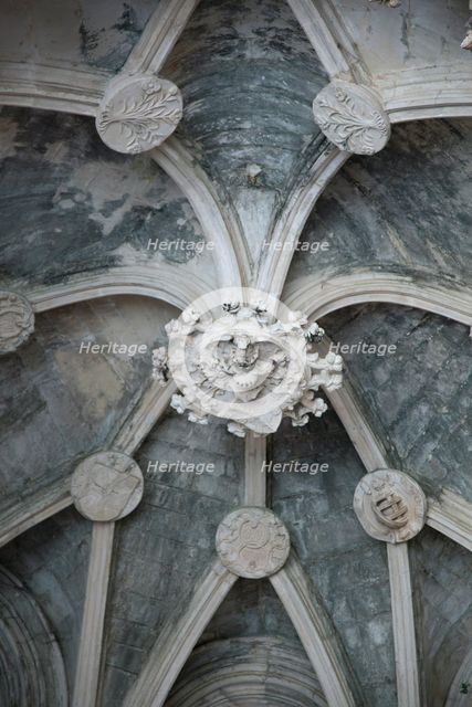 Ceiling detail, Unfinished Chapels, Monastery of Batalha, Batalha, Portugal, 2009. Creator: Samuel Magal.