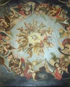 Ceiling of the Heaven Room, Bolsover Castle, Derbyshire, 2000. Artist: J Bailey