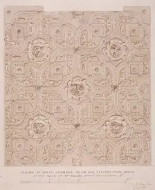 Ceiling of guest chamber in a house on Whitecross Street, London, 1871. Artist: Charles James Richardson