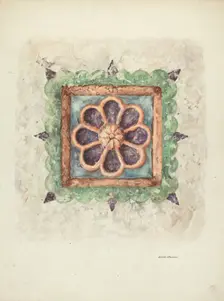 Ceiling Ornament, Sandstone, 1940. Creator: Edith Towner