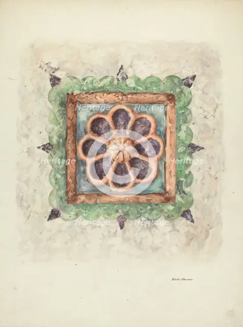 Ceiling Ornament, Sandstone, 1940. Creator: Edith Towner.