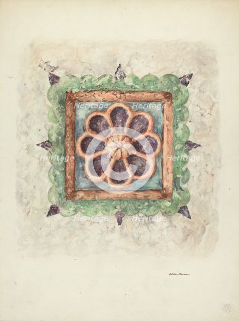 Ceiling Ornament, Sandstone, 1940. Creator: Edith Towner.