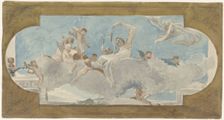 Ceiling painting with figures seated on clouds, 1872-1904. Creator: Wilhelm Cornelis Bauer