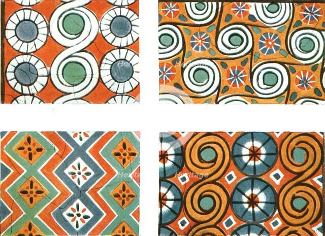 Ceiling patterns in the Tomb of Nebamon and Ipuki in Thebes, Egypt, (1928). Creator: Unknown.