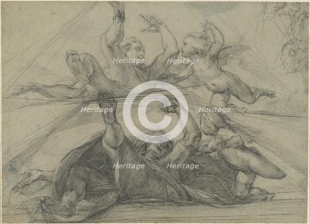 Ceiling Studies of a Prophet and a Putto Seen from Below, c. 1602. Creator: Giulio Cesare Procaccini.