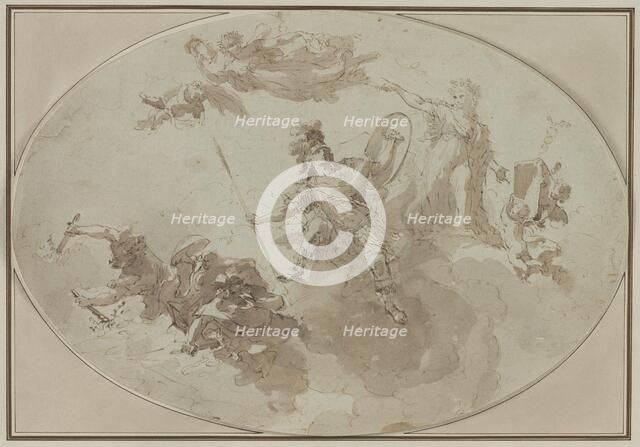 Ceiling Study: Allegory of Peace and War, c. 1800 ?. Creator: Giuseppe Bernardino Bison (Italian, 1762-1844).