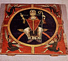 Ceiling supposedly from Orós (Pallars Subirà), with the figure of St. Peter, painting on wood