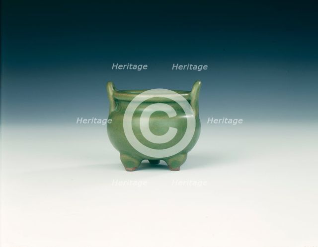 Celadon tripod censer, Yuan dynasty, China, 1279-1368. Creator: Unknown.