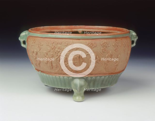 Celadon tripod censer, Yuan-early Ming dynasty, 14th century. Creator: Unknown.