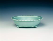 Celadon tripod basin, Qing dynasty, Yongzheng period, China, 1723-1735. Creator: Unknown