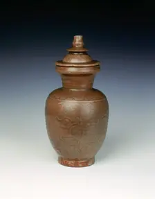 Celadon vase and cover of Yue type, Northern Song dynasty, Zhejiang Province, China, 960-1127. Creator: Unknown