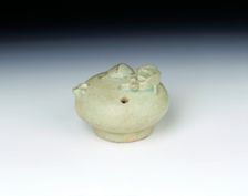 Celadon water dropper with salamander and tortoise, early Choson period, Korea, 15th century