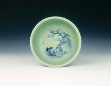 Celadon and underglaze blue bowl, Qing dynasty, China, second half of 17th century