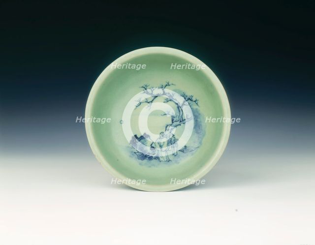 Celadon and underglaze blue bowl, Qing dynasty, China, second half of 17th century. Artist: Unknown