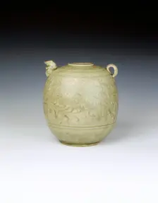 Celadon ewer with carved decoration of Yaozhou type, Vietnam, 12th-13th century. Creator: Unknown