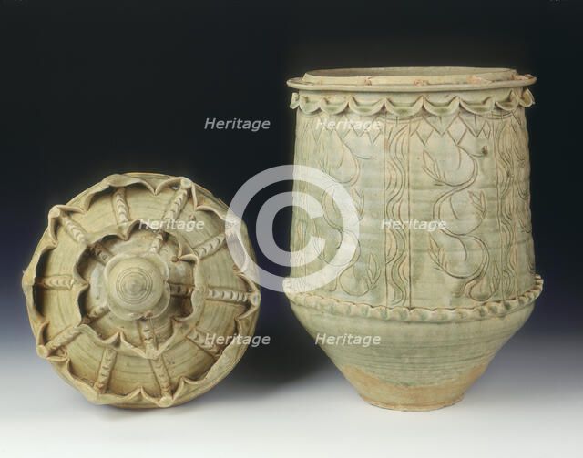 Celadon glazed burial jar with cover, Ly dynasty, Vietnam, 11th-mid 12th century. Artist: Unknown
