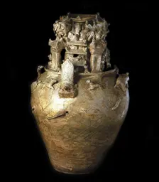 Celadon-glazed granary jar (Hunping) , 220-280. Creator: The Oriental Applied Arts ()