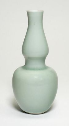 Celadon-Glazed Double-Gourd Vase, Qing dynasty (1644-1911), 18th/19th century. Creator: Unknown