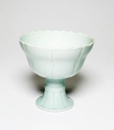 Celadon glazed lotus stemcup, Qing dynasty (1644-1911), Qianlong reign, 18th/19th century. Creator: Unknown