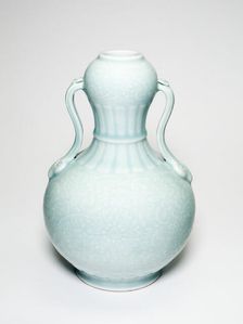 Celadon-glazed lotus vase (shoudaier huluping), Qing dynasty, Qianlong reign mark, 18th/19th century Creator: Unknown